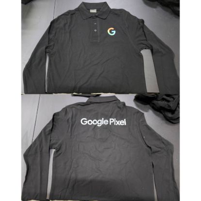 Bild von Google G" Pixel 10 Poloshirt, schwarz, Langarm, Gr. L, gebraucht "